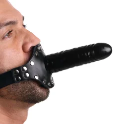 Strict Leather Ride Me Mouth Gag - кляп-фалос зі страпоном, 12х4 см (чорний) - Зображення 3
