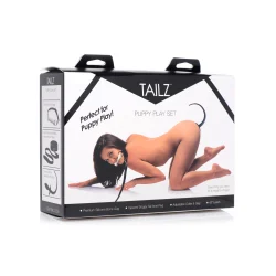 Tailz Puppy Play Set - Gag, Plug, & Collar - рольовий БДСМ набір щеняти: кляп, анальна пробка з хвостом, нашийник - Зображення 6