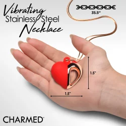 Charmed Vibrating Silicone Heart Necklace - кольє з підвіскою вібратором, 90 см (червоний) - Зображення 5