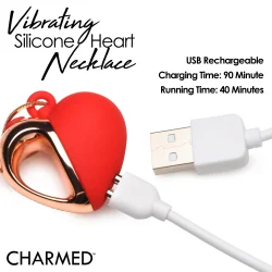 Charmed Vibrating Silicone Heart Necklace - кольє з підвіскою вібратором, 90 см (червоний) - Зображення 6