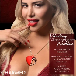 Charmed Vibrating Silicone Heart Necklace - кольє з підвіскою вібратором, 90 см (червоний) - Зображення 3