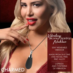 Charmed Vibrating Silicone Teardrop Neckl - кольє з підвіскою вібратором, 90 см (чорний) - Зображення 5