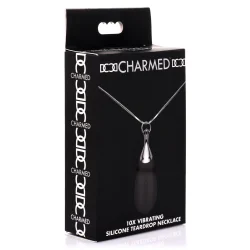 Charmed Vibrating Silicone Teardrop Neckl - кольє з підвіскою вібратором, 90 см (чорний) - Зображення 4