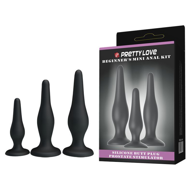 Pretty Love Begginer Mini Anal Kit Black – Набір анальних пробок, 3 шт (чорний) Dezire 3 Pretty Love Begginer Mini Anal Kit Black - Набір анальних пробок, 3 шт (чорний) - Зображення 1