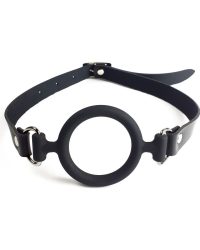 Art of Sex – Gag Ring – Кляп із силіконовим кільцем з натуральної шкіри (чорний)