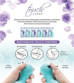Touch by Swan - Trio - Вібратор-кролик із сенсорним керуванням та ротацією, 23.1х3.8 см (фіолетовий) - Зображення 7