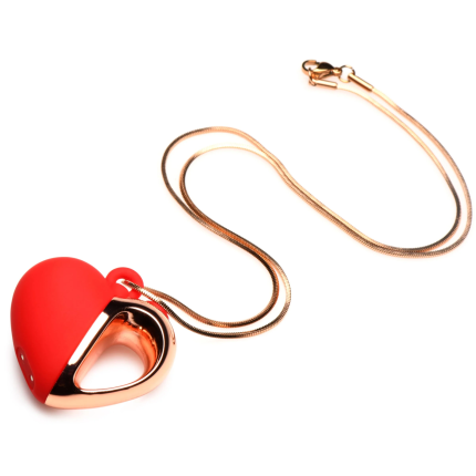 Charmed Vibrating Silicone Heart Necklace – кольє з підвіскою вібратором, 90 см (червоний)