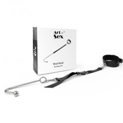 Art of Sex - Anal hook - Анальний гачок з нашийником з натуральної шкіри - Зображення 4