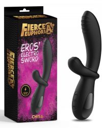 Fierce Euphoria Eros Electro Sword – Вібратор-кролик з функцією електростимуляції, 19.3х3.5 см (чорний)