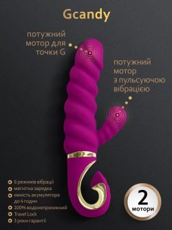 Вібратор-кролик з витим стволом GCandy, 22х4.5 см - Зображення 3