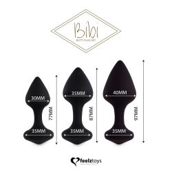 FeelzToys Bibi Butt Plug Set 3 - Набір силіконових анальних пробок, 3 шт (чорний) - Зображення 3