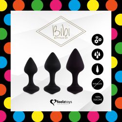 FeelzToys Bibi Butt Plug Set 3 - Набір силіконових анальних пробок, 3 шт (чорний) - Зображення 4