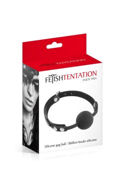 Fetish Tentation Silicone Gag Ball - Класичний кляп із силіконовою кулькою (чорний) - Зображення 2
