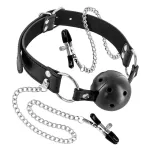 Fetish Tentation Rigid Gag Ball with Nipple Clamps — фото 2