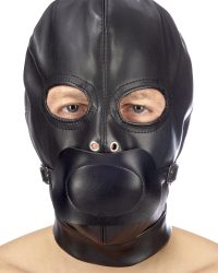 Fetish Tentation BDSM hood in leatherette with removable gag – Капюшон з кляпом для БДСМ