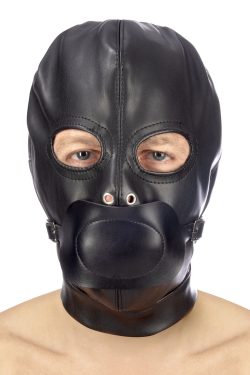 Fetish Tentation BDSM hood in leatherette with removable gag - Капюшон з кляпом для БДСМ