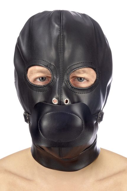 Fetish Tentation BDSM hood in leatherette with removable gag – Капюшон з кляпом для БДСМ