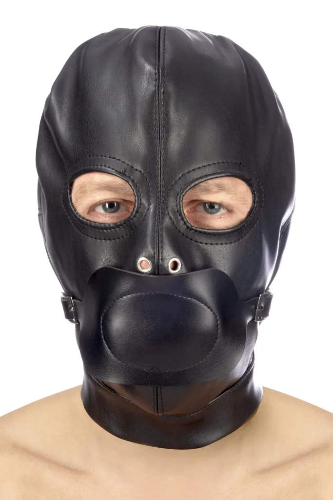 Fetish Tentation BDSM hood in leatherette with removable gag - Капюшон з кляпом для БДСМ