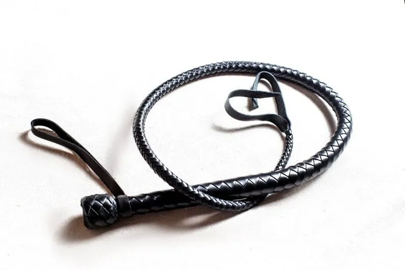 Art of Sex Whip — кнут с рукоятью, 120 см, черный — фото 6