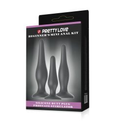 Pretty Love Begginer Mini Anal Kit Black - Набір анальних пробок, 3 шт (чорний) - Зображення 3