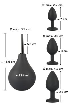 Orion Black Velvets Anal Kit - Набір для анальної стимуляції з 3 пробок та анального душу - Зображення 2