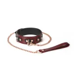Liebe Seele Шкіряний нашийник з повідцем Liebe Seele Wine Red Collar and Leash — фото 1