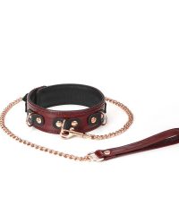 Шкіряний нашийник з повідцем Liebe Seele Wine Red Collar and Leash
