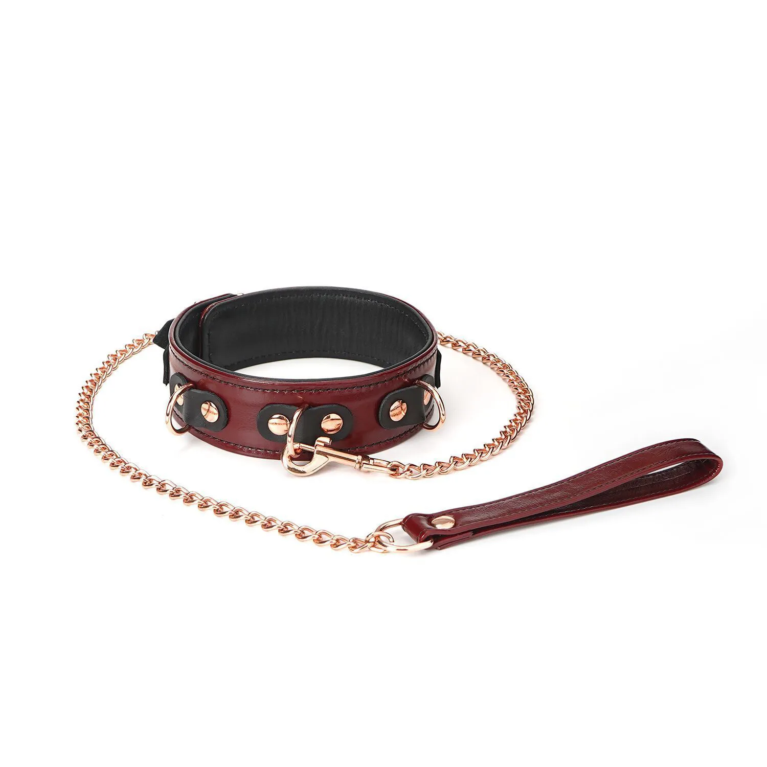 Liebe Seele Шкіряний нашийник з повідцем Liebe Seele Wine Red Collar and Leash