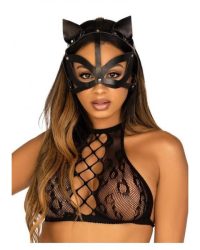 Leg Avenue – Vegan leather studded catmask – Маска кішечки з веганської шкіри (чорний)
