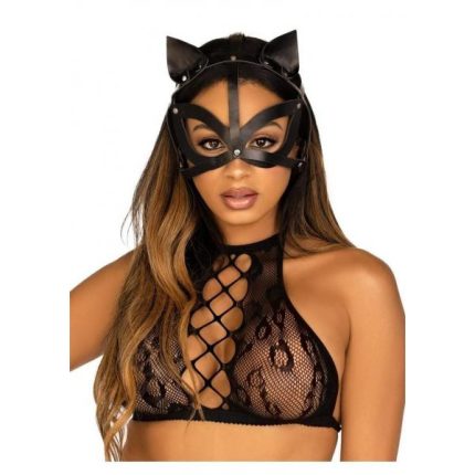 Leg Avenue – Vegan leather studded catmask – Маска кішечки з веганської шкіри (чорний)