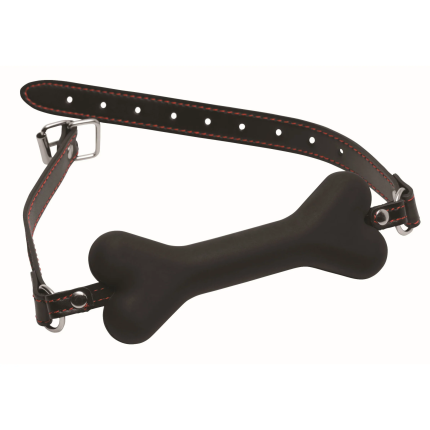 Master Series Dog Bone Gag – силіконовий кляп кісточка, 15.4 см (чорний)