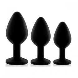 Rianne S: Booty Plug Set набір анальних пробок з кристалом, діаметр 2,7см, 3,5см, 4,1см (чорний) - Зображення 2