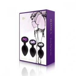 Rianne S: Booty Plug Set набір анальних пробок з кристалом, діаметр 2,7см, 3,5см, 4,1см (чорний) - Зображення 7