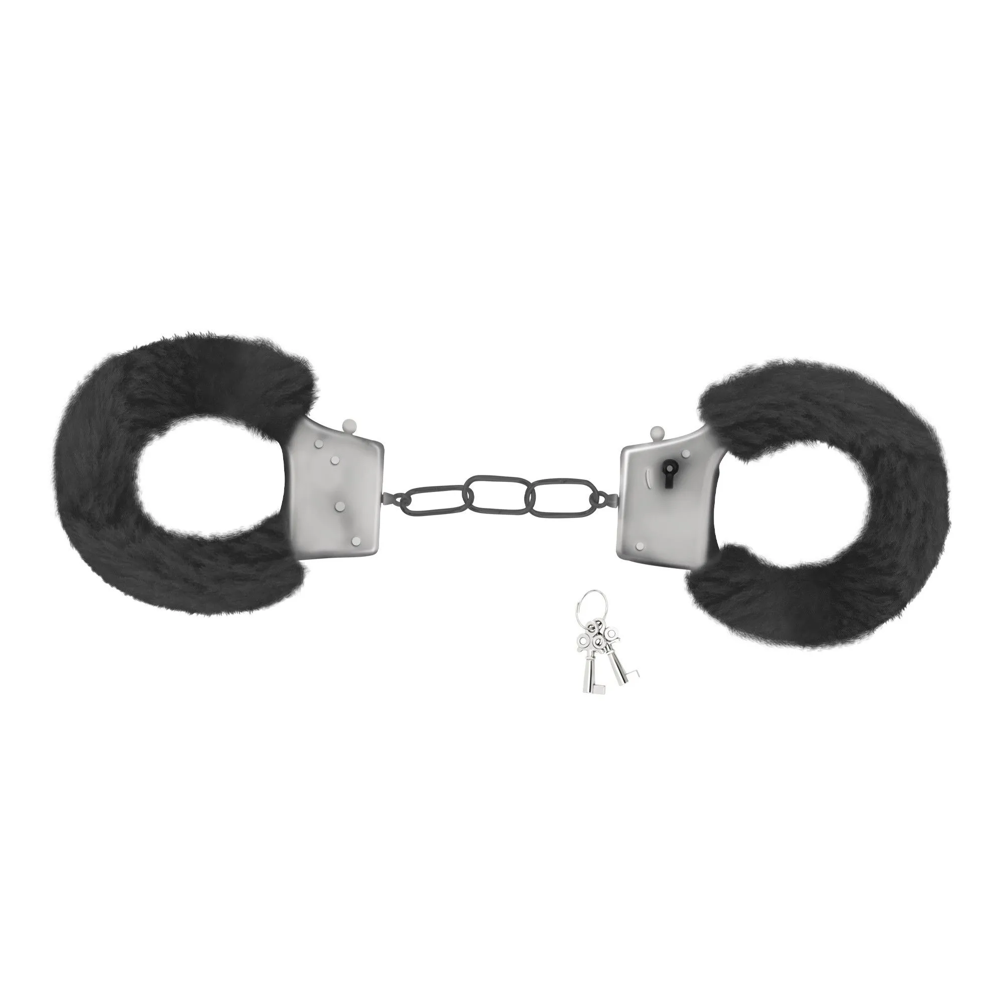 Crushious Love Cuffs — металеві наручники з хутром, чорний — фото 3