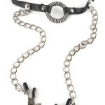 O-Ring Gag with Nipple Clamps - Кляп-кільце з затискачами для сосків (чорний)