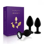 Rianne S : Booty Plug Set набір анальних пробок з кристалом, діаметр 2,7см, 3,5см, 4,1см (чорний) — фото 1