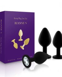 Rianne S: Booty Plug Set набір анальних пробок з кристалом, діаметр 2,7см, 3,5см, 4,1см (чорний)