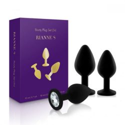Rianne S: Booty Plug Set набір анальних пробок з кристалом, діаметр 2,7см, 3,5см, 4,1см (чорний)