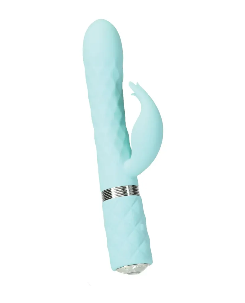 Pillow Talk Lively Teal - Розкішний вібратор із кристалом Сваровські для точки G, 24х3.7 см (бірюзовий)
