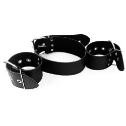 Нашийник з наручниками із натуральної шкіри Art of Sex - Bondage Collar with Handcuffs - Зображення 4