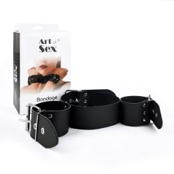 Нашийник з наручниками із натуральної шкіри Art of Sex - Bondage Collar with Handcuffs - Зображення 7