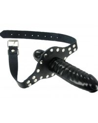 Strict Leather Ride Me Mouth Gag – кляп-фалос зі страпоном, 12х4 см (чорний)