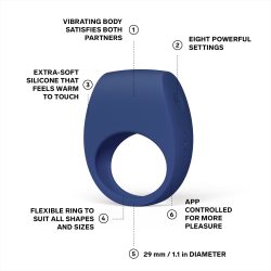 Ерекційне кільце з вібрацією LELO Tor 3 Base Blue - Зображення 3