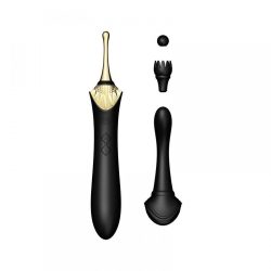 Zalo Bess Pin Point Vibrator - Вишуканий вібратор для клітора з насадками, 22х3.3 см (чорний) - Зображення 2