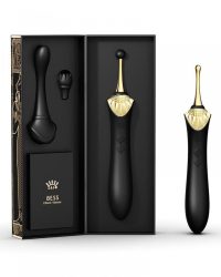 Zalo Bess Pin Point Vibrator – Вишуканий вібратор для клітора з насадками, 22х3.3 см (чорний)