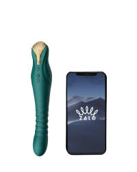 Бірюзовий Zalo King – Вібратор з фрикціями та керуванням через смартфон, 15,2 см