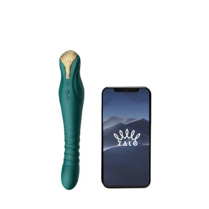 Бірюзовий Zalo King - Вібратор з фрикціями та керуванням через смартфон, 15,2 см