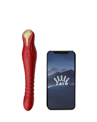 Червоний Zalo King – Вібратор з фрикціями та керуванням через смартфон, 15.2 см