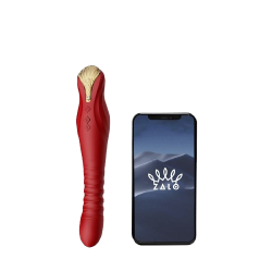 Червоний Zalo King - Вібратор з фрикціями та керуванням через смартфон, 15.2 см