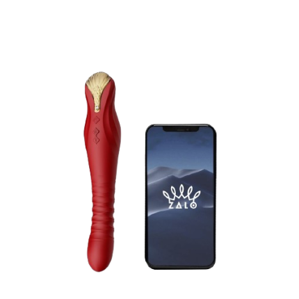 Червоний Zalo King – Вібратор з фрикціями та керуванням через смартфон, 15.2 см